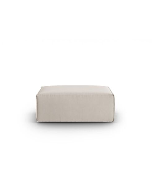 Pouf velours Verbena 1 place Écru - 100x69x40