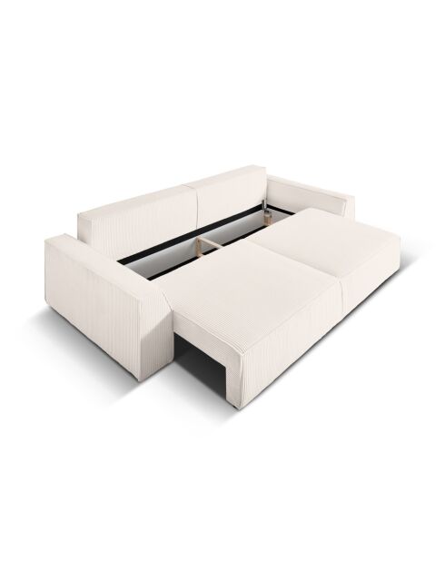 Venkel 3-zits converteerbare fluwelen bank met opbergdoos Beige - 235x100x87 cm