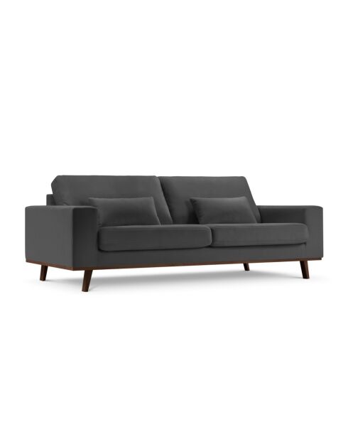 Hebe 3-Sitzer-Samtsofa Dunkelgrau - 236x93x83 cm