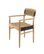 Gartenmöbel-Set für 4 Personen — 1 quadratischer Esstisch und 4 beigefarbene und schwarze Gartenstühle