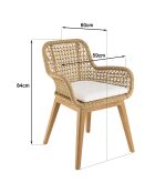 Gartenmöbelset für 8/10 Personen — 1 rechteckiger Esstisch und 8 weiße Gartenstühle mit Kissen