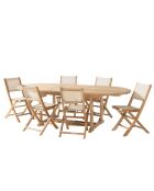 Set de muebles de jardín para 8/10 personas, 1 mesa ovalada extensible y 6 sillas de color beige