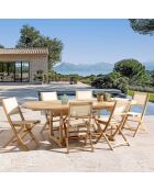 Set de muebles de jardín para 8/10 personas, 1 mesa ovalada extensible y 6 sillas de color beige