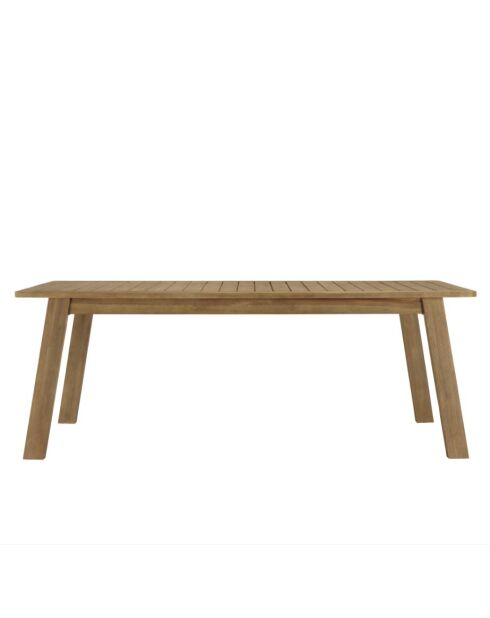 ACACIA WOOD tuinmeubelset voor 6/8 personen - 1 rechthoekige tafel, 6 acaciafauteuils en dennengroen synthetisch touw