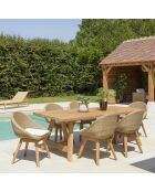 Loungeset voor 6 tot 8 personen - 1 rechthoekige tuineettafel - beige en wit