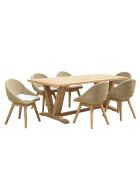 Garten-Lounge-Set für 6/8 Personen — 1 rechteckiger Garten-Esstisch — Beige/Weiß