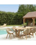 Garten-Lounge-Set für 6/8 Personen — 1 rechteckiger Garten-Esstisch — Beige/Weiß