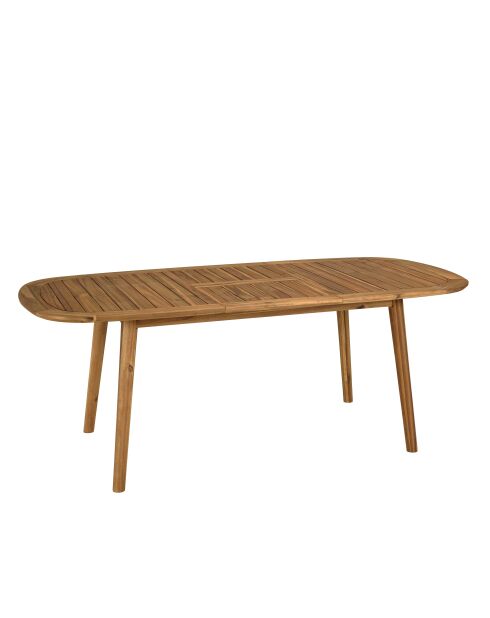 Phuket 6-Sitzer-Gartenmöbelset — 1 ausziehbarer Gartentisch aus geölter Akazienholz — 6 Klappstühle — Beige