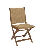 Phuket 6-Sitzer-Gartenmöbelset — 1 ausziehbarer Gartentisch aus geölter Akazienholz — 6 Klappstühle — Beige