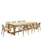 Gartenmöbelset 8/10 Personen - 1 rechteckiger Esstisch und 8 beigefarbene Gartenstühle