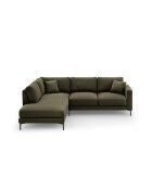Venus 5-Sitzer-Ecksofa links aus Samt Grün - 254x185x90