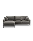 Venus 4-Sitzer-Ecksofa links aus Samt Hellgrau - 248x160x90