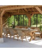 8/10 persoons tuinmeubelset - 1 rechthoekige eettafel en 8 tuinstoelen - Beige en wit