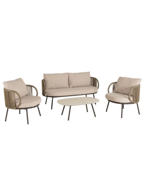 Set de muebles de jardín de 4 plazas Taupe