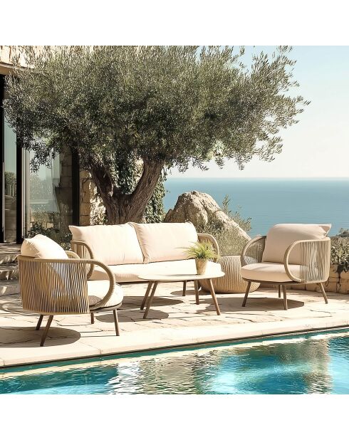 Set de muebles de jardín de 4 plazas Taupe