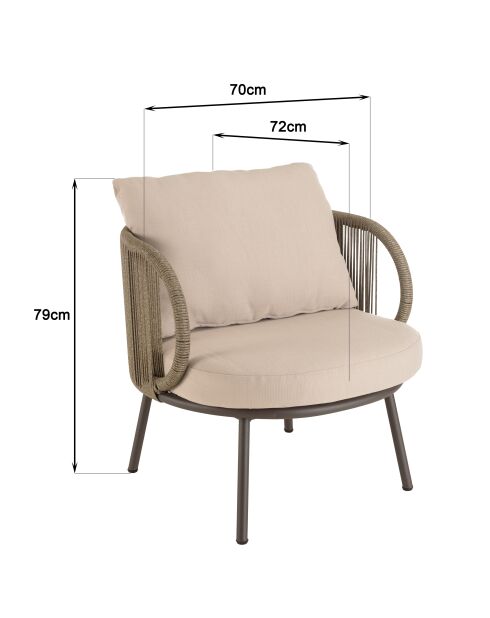 Set de muebles de jardín de 4 plazas Taupe