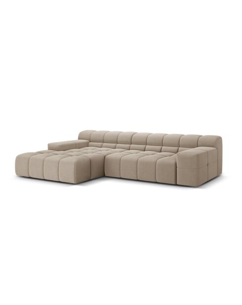 Linkes Ecksofa aus Strukturstoff Agave 3-Sitzer Cappuccino - 270x160x75 cm