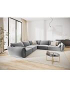 Divano angolare simmetrico in velluto grigio a 7 posti Vanda - 286x286x85 cm
