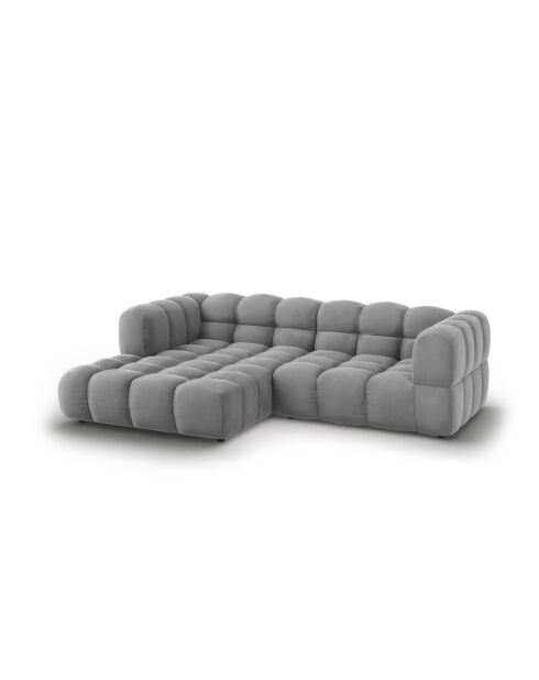 Aster 3-Sitzer modulares Ecksofa aus Samt für rechts Hellgrau - 244x162x70