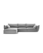 Vanda 4-Sitzer-Ecksofa aus Samt links Grau - 308x171x85 cm