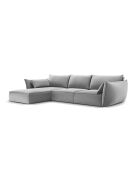 Vanda 4-Sitzer-Ecksofa aus Samt links Grau - 308x171x85 cm