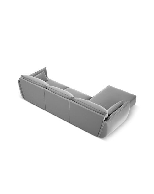 Vanda 4-Sitzer-Ecksofa aus Samt links Grau - 308x171x85 cm