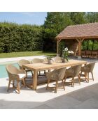 8/10 persoons tuinmeubelset - 1 rechthoekige eettafel en 8 tuinstoelen - Beige en wit