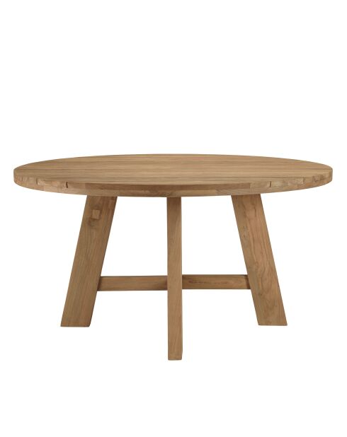 Ensemble de salon de jardin 4 personnes - 1 table à manger ronde naturelle et 4 fauteuils de jardin beige