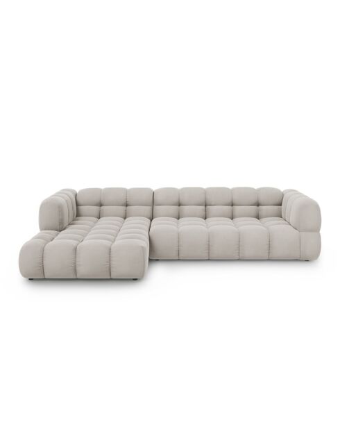 Aster Modulares Ecksofa aus Samt für 4 Personen, rechts, Hellbeige — 300x162x70
