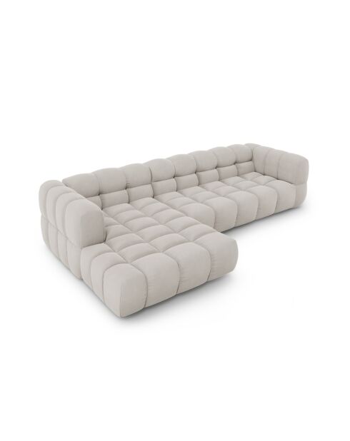 Aster Modulares Ecksofa aus Samt für 4 Personen, rechts, Hellbeige — 300x162x70