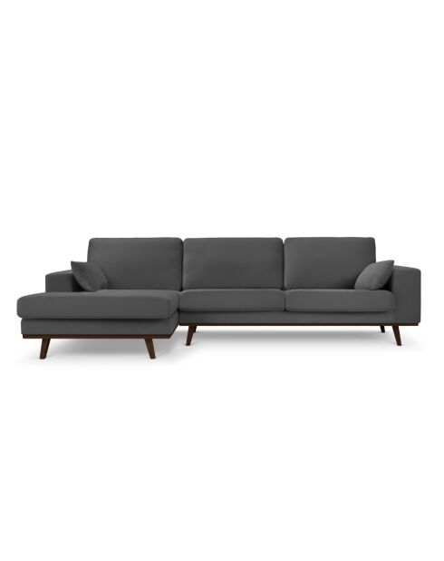 Hebe 4-Sitzer-Ecksofa aus Samt rechts Dunkelgrau - 281x154x83 cm