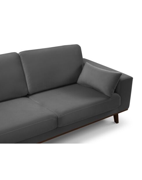 Hebe 4-Sitzer-Ecksofa aus Samt rechts Dunkelgrau - 281x154x83 cm