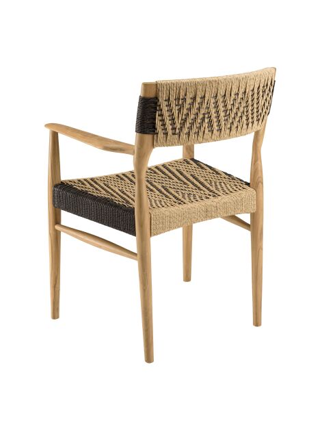 Tuinmeubelset 8/10 personen - 1 rechthoekige eettafel en 8 beige en zwarte tuinstoelen