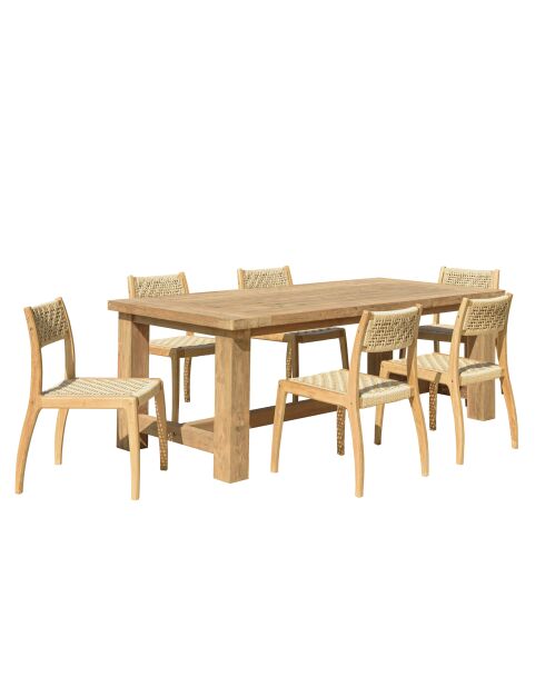Juego de muebles de jardín para 6/8 personas: 1 mesa de comedor rectangular de color beige