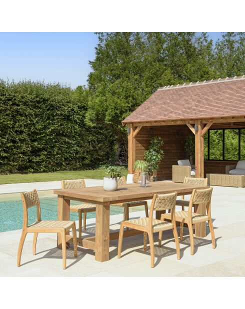 Juego de muebles de jardín para 6/8 personas: 1 mesa de comedor rectangular de color beige