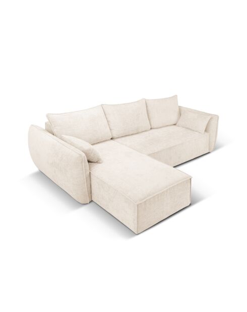 Vanda 4-zits converteerbare hoekbank rechts met opbergbox Lichtbeige - 252x165x87 cm