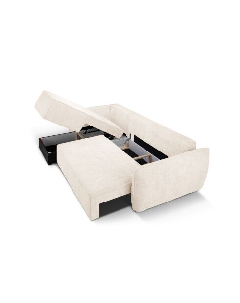 Vanda 4-zits converteerbare hoekbank rechts met opbergbox Lichtbeige - 252x165x87 cm