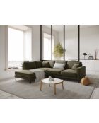 Venus 5-Sitzer-Ecksofa rechts aus Samt Grün - 254x185x90 cm