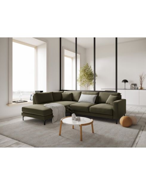 Venus 5-zits fluwelen hoekbank rechts Groen - 254x185x90 cm