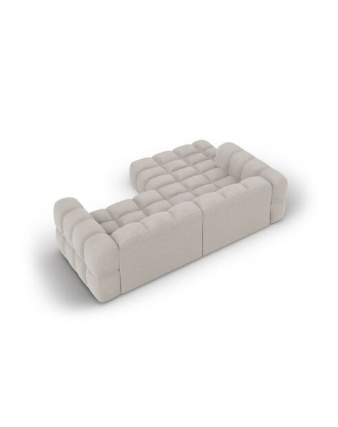 Modulares Ecksofa Aster aus Samt für 3 Personen, rechts, Hellbeige — 244x162x70