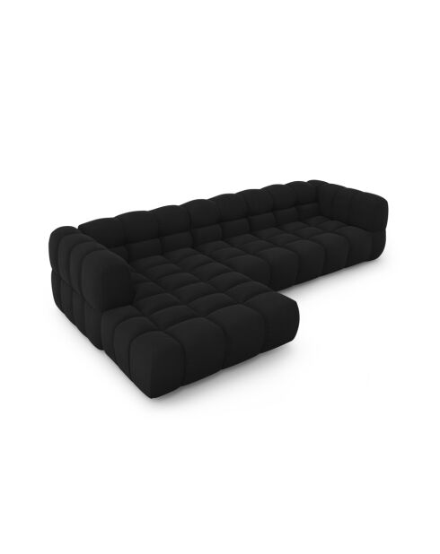 Aster Modulares Ecksofa aus Samt für 4 Personen, rechts, Schwarz - 300x162x70