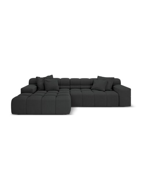 Linkes Ecksofa aus Strukturstoff Agave 3 Sitze Anthrazit - 270x160x75 cm