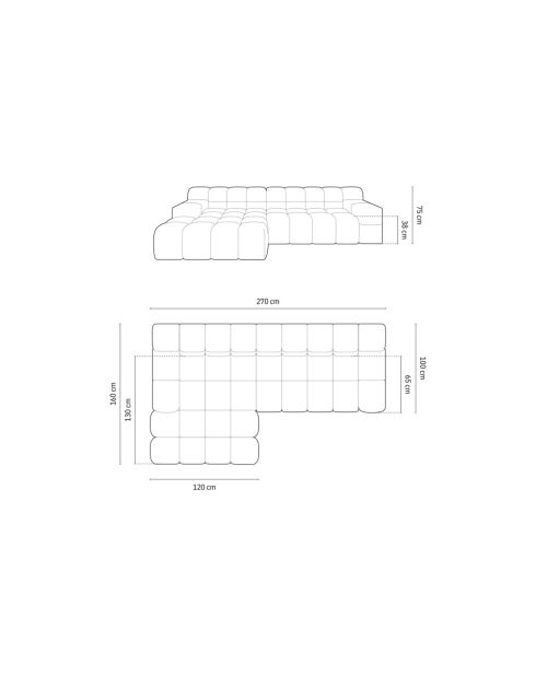 Linkes Ecksofa aus Strukturstoff Agave 3 Sitze Anthrazit - 270x160x75 cm