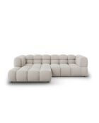 Aster Modulares Ecksofa aus Samt für 3 Personen, links, Hellbeige — 244x162x70