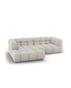 Aster Modulares Ecksofa aus Samt für 3 Personen, links, Hellbeige — 244x162x70
