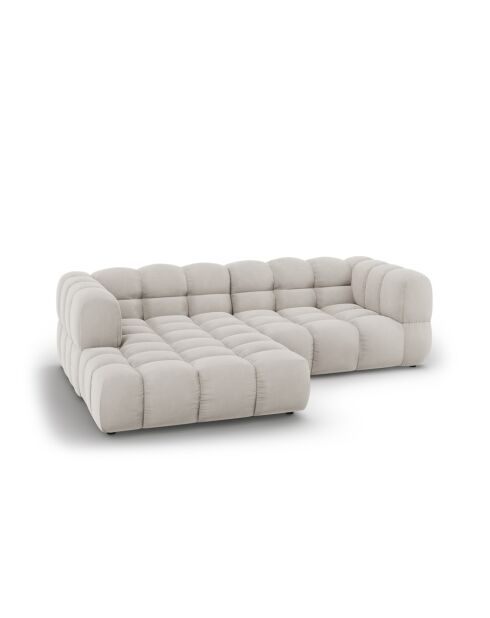 Aster Modulares Ecksofa aus Samt für 3 Personen, links, Hellbeige — 244x162x70