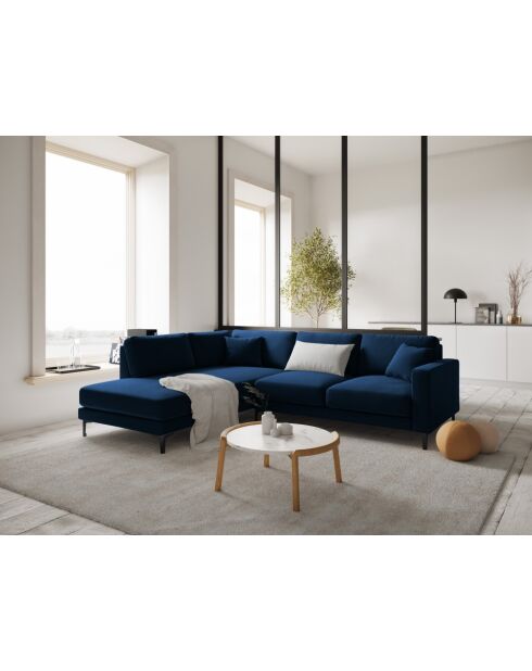Venus 5-Sitzer-Ecksofa rechts aus Samt Königsblau - 254x185x90 cm