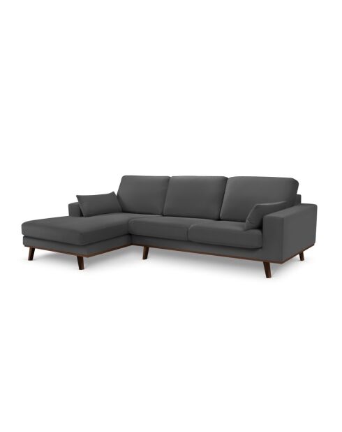 Hebe 4-Sitzer-Ecksofa aus Samt links Dunkelgrau - 281x154x83 cm