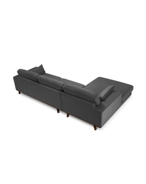 Hebe 4-Sitzer-Ecksofa aus Samt links Dunkelgrau - 281x154x83 cm