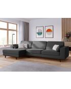 Hebe 4-Sitzer-Ecksofa aus Samt links Dunkelgrau - 281x154x83 cm